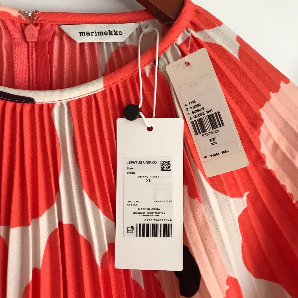 Marimekko Lepatus Pleated Unikko Print Tunic & Skirt Two-Piece Set Size XS - Picture 6 of 15